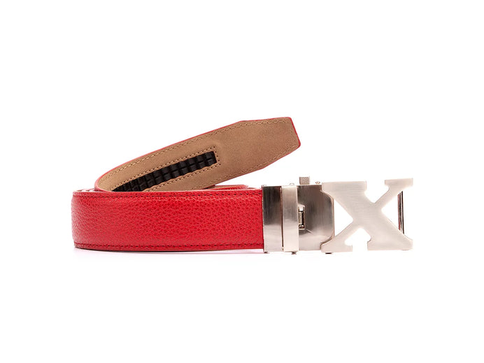 Full Grain Leather Golf Belt Red