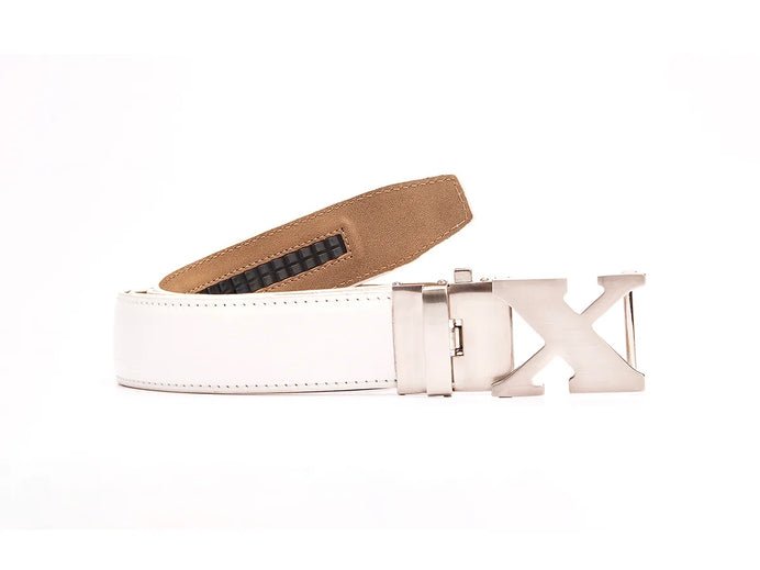 Full Grain Leather Golf Belt White