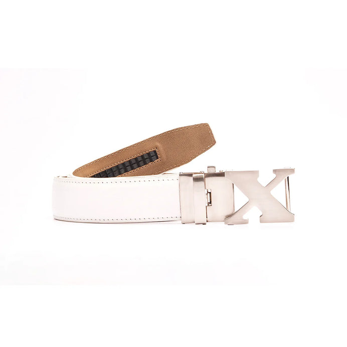 Full Grain Leather Golf Belt White